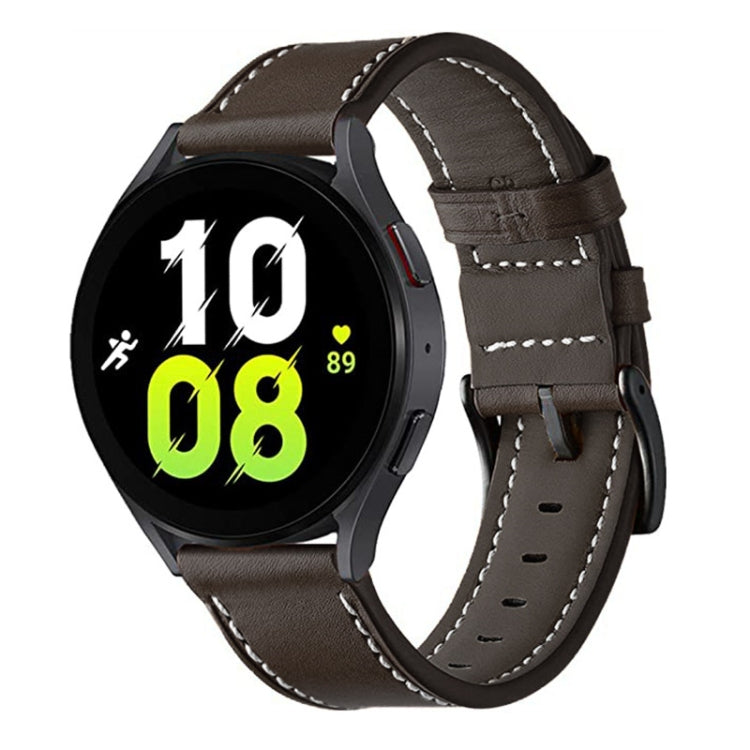 Stitching Black Buckle Genuine Leather Watch Band, For Garmin Venu / SQ / SQ2 / Venu 2 Plus