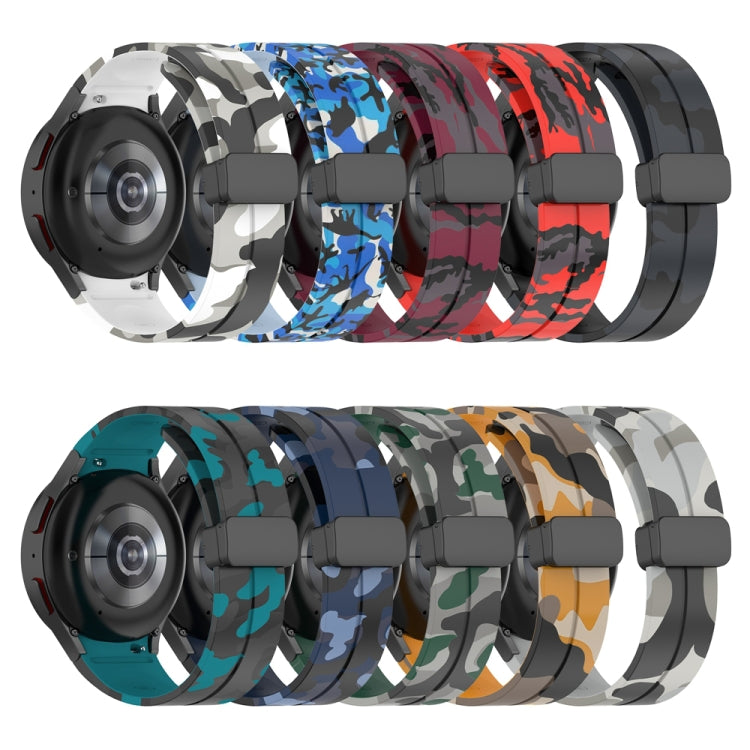 Magnetic Clasp Camouflage Silicone Watch Band, For Samsung Galaxy Watch5 / 5 Pro / Watch 4 / 4 Classic