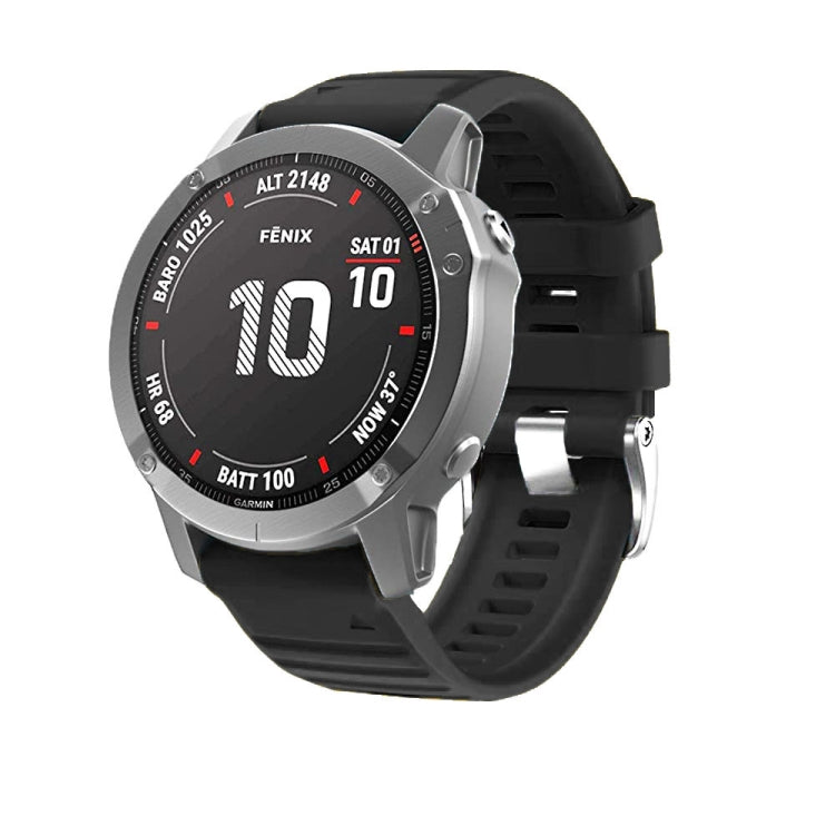 Screw Silver Steel Buckle Silicone Watch Band, For Garmin Forerunner 965 / 955 / 945 / 935, For Garmin Tactix 7 Pro / Fenix 7X / 6X Pro