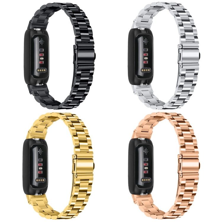 Three Bead Flat Buckle Stainless Steel Watch Band, For Fitbit Inspire 3