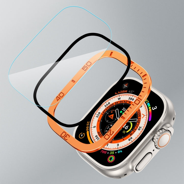 Number Ring Metal Frame Integrated Tempered Film, For Apple Watch Ultra 1 / 2 / 3 49mm