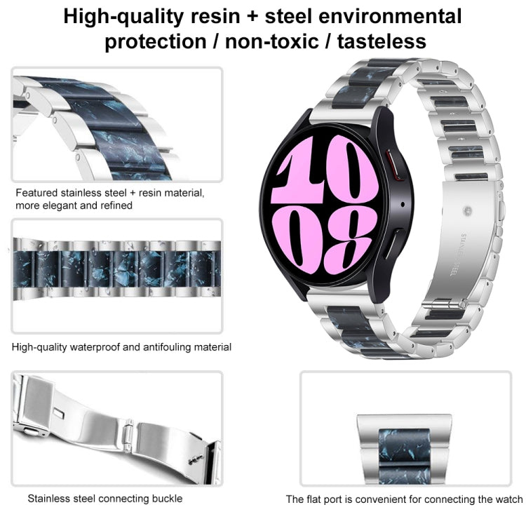 Three Bead Resin Metal Watch Band, For Samsung Galaxy Watch 6 / 6 Classic
