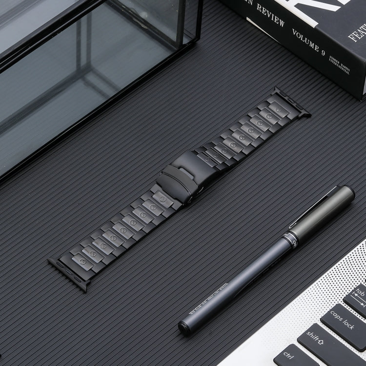 Safety Buckle Titanium Steel Watch Band, For Apple Watch Ultra 49mm, For Apple Watch SE 2023 44mm, For Apple Watch SE 2023 40mm, For Apple Watch Ultra 2 49mm, For Apple Watch SE 2022 40mm, For Apple Watch Series 9 45mm, For Apple Watch SE 2022 44mm    ...