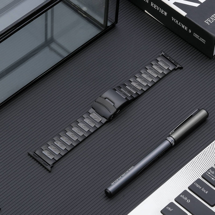 Safety Buckle Titanium Steel Watch Band, For Apple Watch Series 5 44mm, For Apple Watch Series 5 40mm, For Apple Watch Series 4 44mm, For Apple Watch Series 4 40mm, For Apple Watch 42mm, For Apple Watch 38mm, For Apple Watch Series 3 38mm              ...