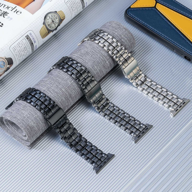 Five Beads Titanium Steel Watch Band, For Apple Watch Series 6 44mm, For Apple Watch Series 5 44mm, For Apple Watch Series 5 40mm, For Apple Watch Series 4 44mm, For Apple Watch 42mm, For Apple Watch Series 3 38mm, For Apple Watch 38mm                 ...