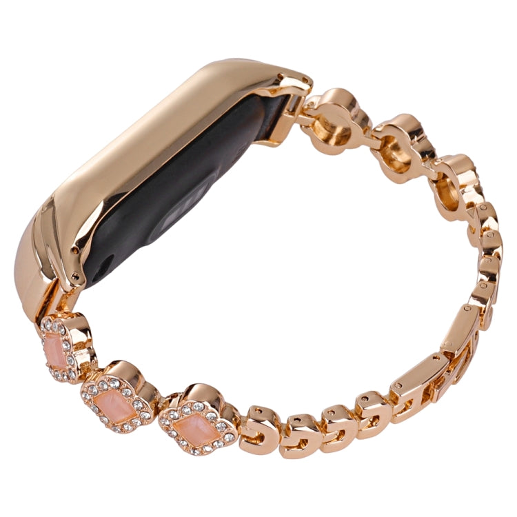 Four-leaf Clover Diamond Metal Watch Band, For Xiaomi Mi Band 8, For Xiaomi Mi Band 7, For Xiaomi Mi Band 6 / 5