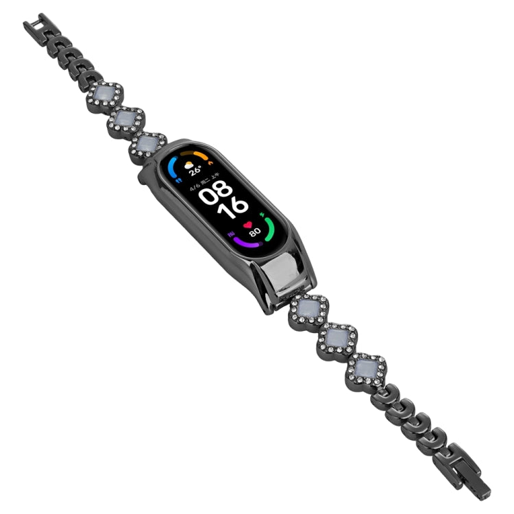 Four-leaf Clover Diamond Metal Watch Band, For Xiaomi Mi Band 8, For Xiaomi Mi Band 7, For Xiaomi Mi Band 6 / 5