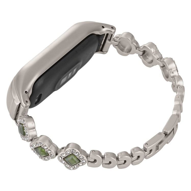 Four-leaf Clover Diamond Metal Watch Band, For Xiaomi Mi Band 8, For Xiaomi Mi Band 7, For Xiaomi Mi Band 6 / 5