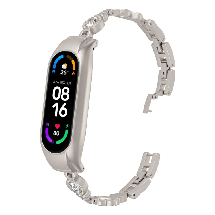 Heart-to-heart Diamond Metal Watch Band, For Xiaomi Mi Band 8, For Xiaomi Mi Band 7, For Xiaomi Mi Band 6 / 5