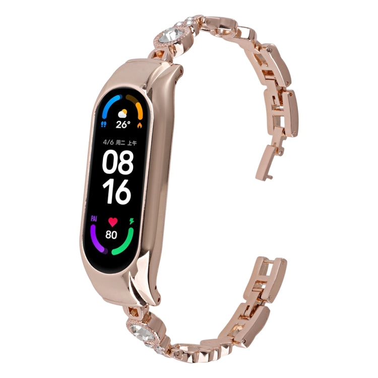 Heart-to-heart Diamond Metal Watch Band, For Xiaomi Mi Band 8, For Xiaomi Mi Band 7, For Xiaomi Mi Band 6 / 5