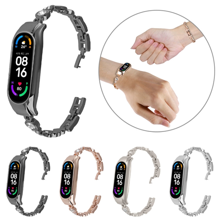 Heart-to-heart Diamond Metal Watch Band, For Xiaomi Mi Band 8, For Xiaomi Mi Band 7, For Xiaomi Mi Band 6 / 5