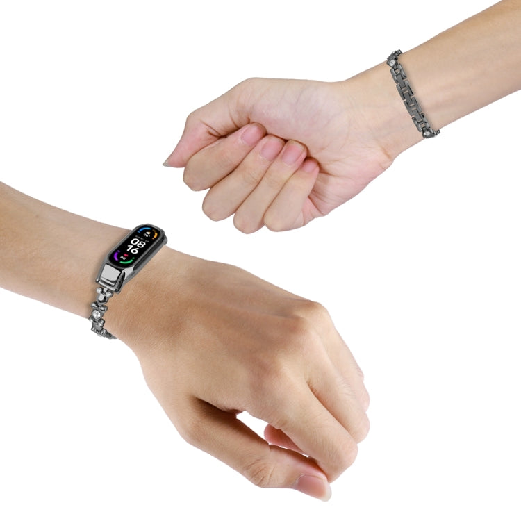 Cute Bear Diamond Metal Watch Band, For Xiaomi Mi Band 8, For Xiaomi Mi Band 7, For Xiaomi Mi Band 6 / 5