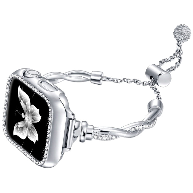 Twist Bracelet Diamond Metal Watch Band, For Apple Watch SE 2023 44mm, For Apple Watch SE 2023 40mm, For Apple Watch Ultra 2 49mm, For Apple Watch Series 9 45mm, For Apple Watch Series 9 41mm, For Apple Watch Ultra 49mm, For Apple Watch Series 8 41mm  ...