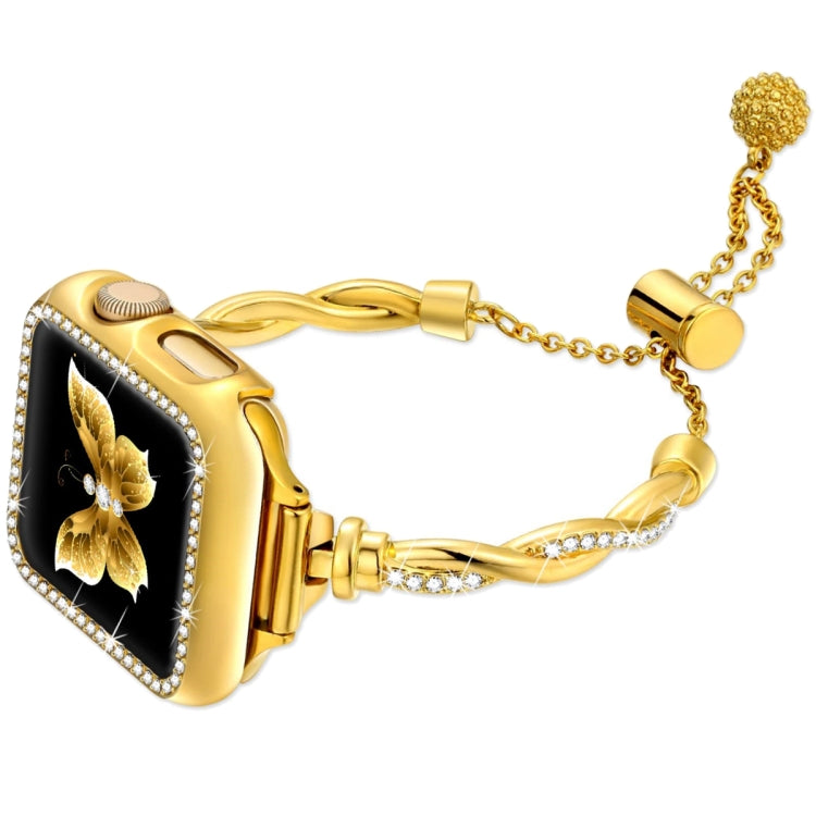 Twist Bracelet Diamond Metal Watch Band, For Apple Watch SE 2023 44mm, For Apple Watch SE 2023 40mm, For Apple Watch Ultra 2 49mm, For Apple Watch Series 9 45mm, For Apple Watch Series 9 41mm, For Apple Watch Ultra 49mm, For Apple Watch Series 8 41mm  ...