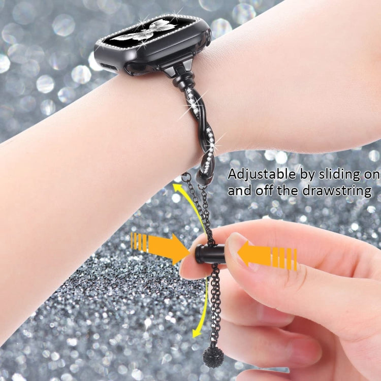 Twist Bracelet Diamond Metal Watch Band, For Apple Watch SE 2022 44mm, For Apple Watch Series 7 41mm, For Apple Watch Series 7 45mm, For Apple Watch SE 40mm, For Apple Watch SE 44mm, For Apple Watch 6 40mm, For Apple Watch Series 6 44mm                ...