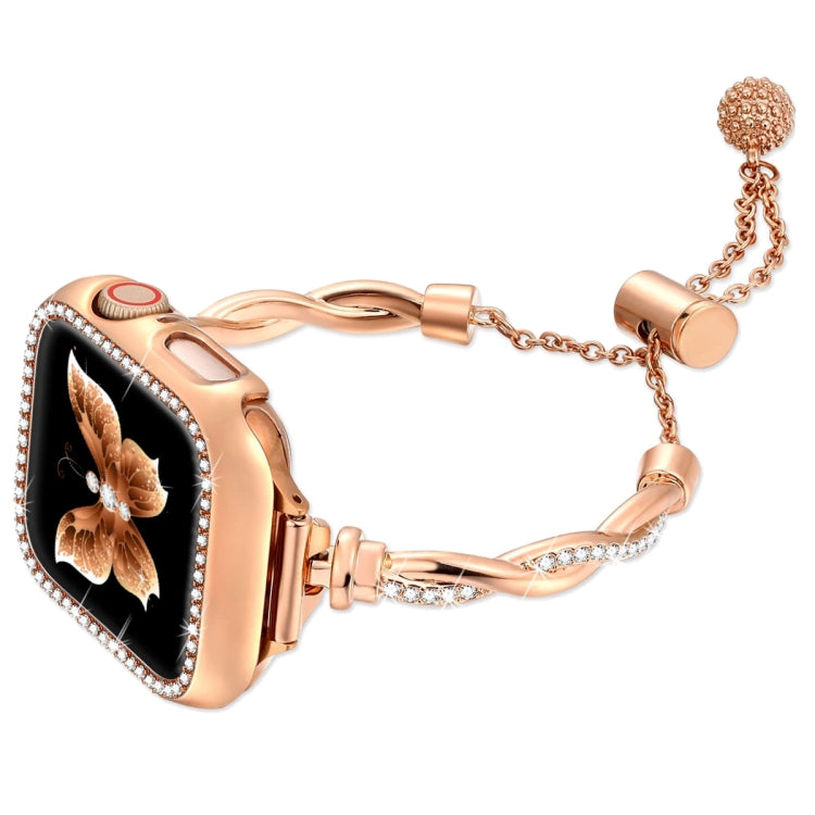 Twist Bracelet Diamond Metal Watch Band, For Apple Watch SE 2022 44mm, For Apple Watch Series 7 41mm, For Apple Watch Series 7 45mm, For Apple Watch SE 40mm, For Apple Watch SE 44mm, For Apple Watch 6 40mm, For Apple Watch Series 6 44mm                ...