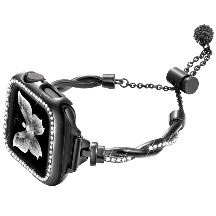 Twist Bracelet Diamond Metal Watch Band, For Apple Watch Series 4 44mm, For Apple Watch Series 4 40mm, For Apple Watch Series 3 38mm, For Apple Watch Series 3 42mm, For Apple Watch Series 2 42mm, For Apple Watch Series 2 38mm, For Apple Watch 42mm     ...