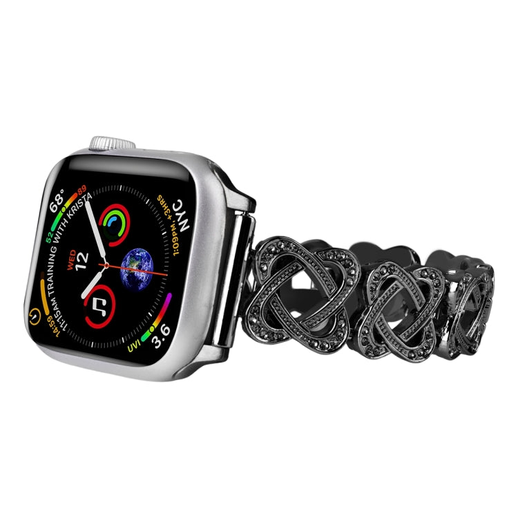 Hearts Crossed Diamond Metal Watch Band, For Apple Watch SE 2022 44mm, For Apple Watch Series 7 41mm, For Apple Watch Series 7 45mm, For Apple Watch SE 40mm, For Apple Watch SE 44mm, For Apple Watch 6 40mm, For Apple Watch Series 6 44mm                ...
