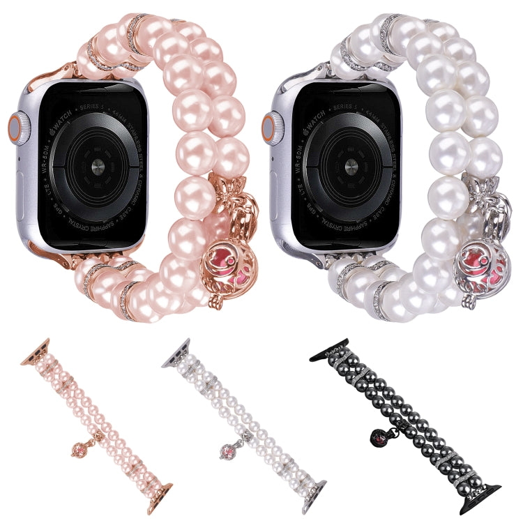 Beaded Dual Row Pearl Bracelet Watch Band, For Apple Watch SE 2023 44mm, For Apple Watch SE 2023 40mm, For Apple Watch Ultra 2 49mm, For Apple Watch Series 9 45mm, For Apple Watch Series 9 41mm, For Apple Watch Ultra 49mm, For Apple Watch Series 8 41mm...