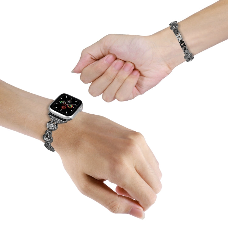Gourd Diamond Metal Watch Band, For Apple Watch SE 2022 44mm, For Apple Watch Series 7 41mm, For Apple Watch Series 7 45mm, For Apple Watch SE 40mm, For Apple Watch SE 44mm, For Apple Watch 6 40mm, For Apple Watch Series 6 44mm                         ...