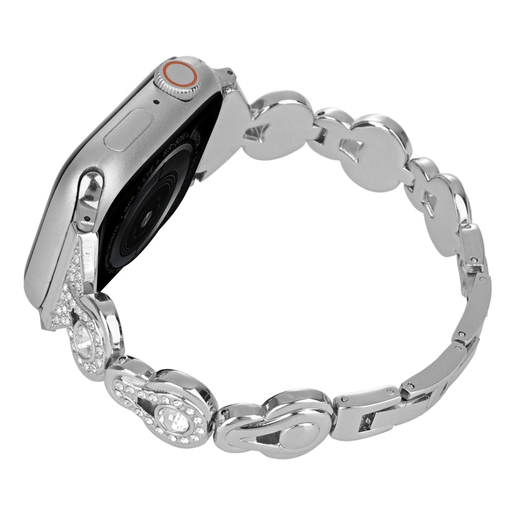 Gourd Diamond Metal Watch Band, For Apple Watch SE 2022 44mm, For Apple Watch Series 7 41mm, For Apple Watch Series 7 45mm, For Apple Watch SE 40mm, For Apple Watch SE 44mm, For Apple Watch 6 40mm, For Apple Watch Series 6 44mm                         ...