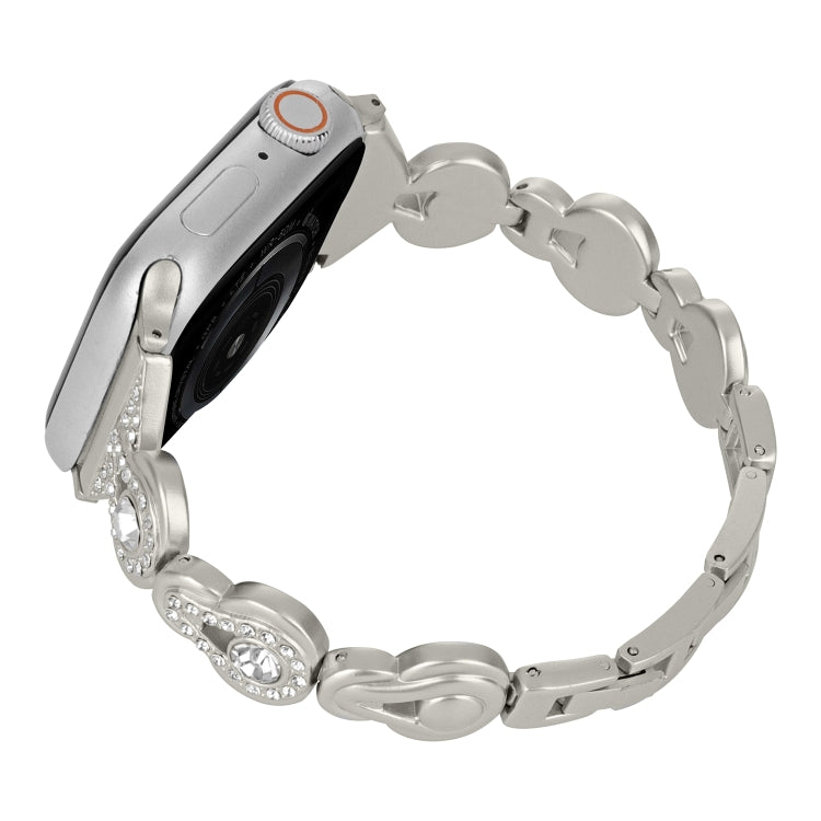 Gourd Diamond Metal Watch Band, For Apple Watch SE 2022 44mm, For Apple Watch Series 7 41mm, For Apple Watch Series 7 45mm, For Apple Watch SE 40mm, For Apple Watch SE 44mm, For Apple Watch 6 40mm, For Apple Watch Series 6 44mm                         ...