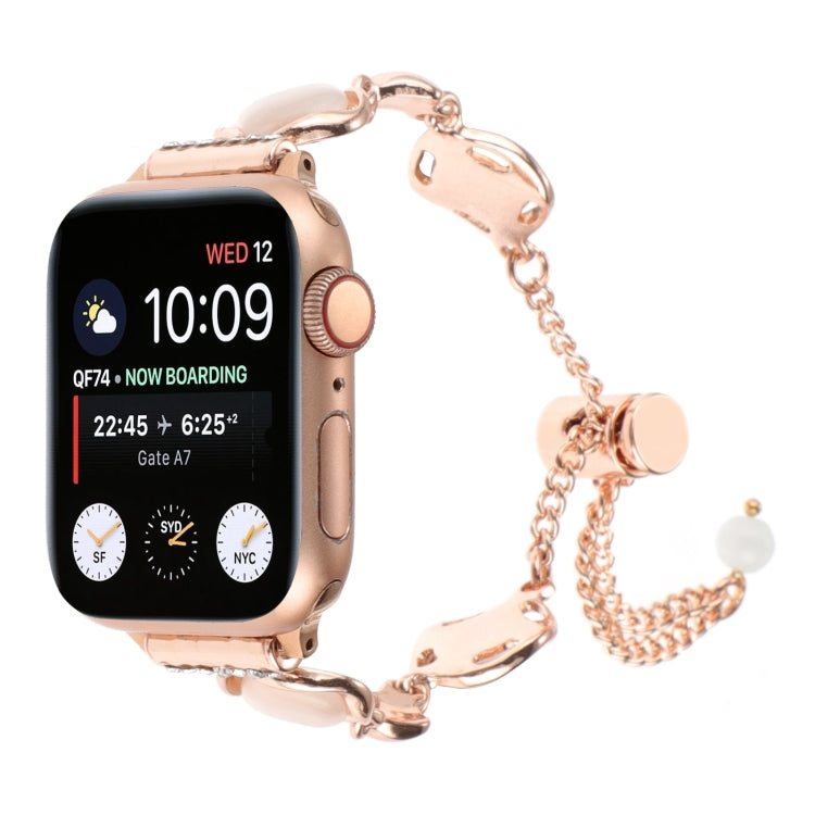 Shell Metal Chain Bracelet Watch Band, For Apple Watch SE 2023 44mm, For Apple Watch SE 2023 40mm, For Apple Watch Ultra 2 49mm, For Apple Watch Series 9 45mm, For Apple Watch Series 9 41mm, For Apple Watch Ultra 49mm, For Apple Watch Series 8 41mm    ...