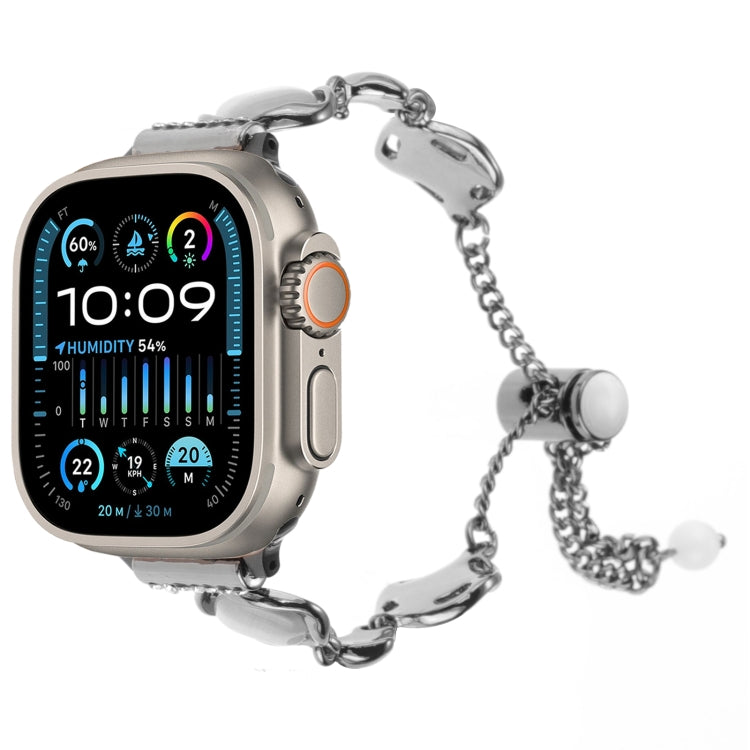 Shell Metal Chain Bracelet Watch Band, For Apple Watch SE 2023 44mm, For Apple Watch SE 2023 40mm, For Apple Watch Ultra 2 49mm, For Apple Watch Series 9 45mm, For Apple Watch Series 9 41mm, For Apple Watch Ultra 49mm, For Apple Watch Series 8 41mm    ...
