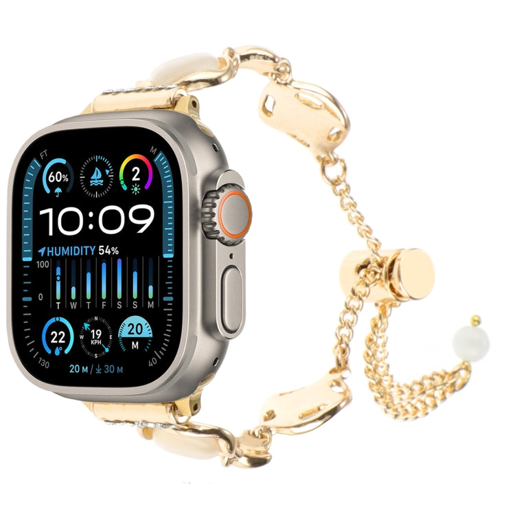 Shell Metal Chain Bracelet Watch Band, For Apple Watch SE 2023 44mm, For Apple Watch SE 2023 40mm, For Apple Watch Ultra 2 49mm, For Apple Watch Series 9 45mm, For Apple Watch Series 9 41mm, For Apple Watch Ultra 49mm, For Apple Watch Series 8 41mm    ...