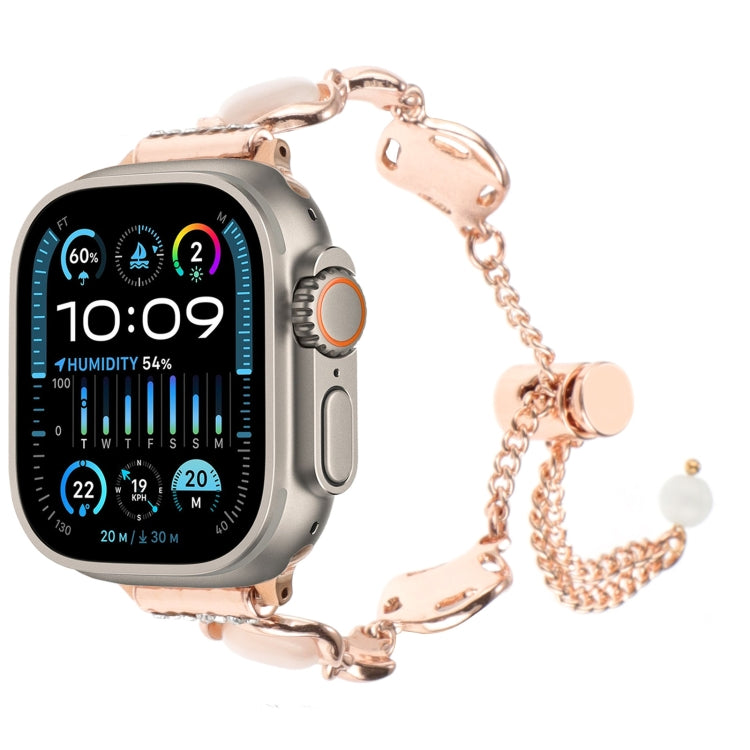 Shell Metal Chain Bracelet Watch Band, For Apple Watch SE 2023 44mm, For Apple Watch SE 2023 40mm, For Apple Watch Ultra 2 49mm, For Apple Watch Series 9 45mm, For Apple Watch Series 9 41mm, For Apple Watch Ultra 49mm, For Apple Watch Series 8 41mm    ...