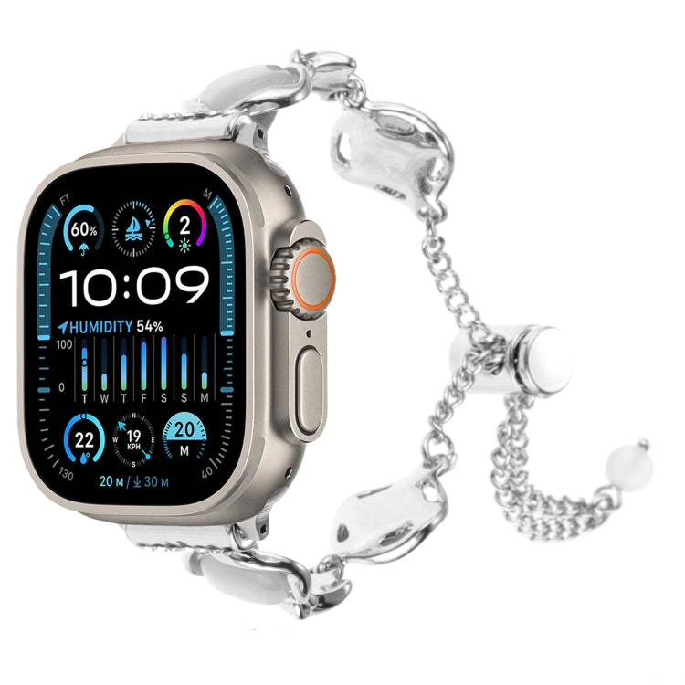 Shell Metal Chain Bracelet Watch Band, For Apple Watch SE 2023 44mm, For Apple Watch SE 2023 40mm, For Apple Watch Ultra 2 49mm, For Apple Watch Series 9 45mm, For Apple Watch Series 9 41mm, For Apple Watch Ultra 49mm, For Apple Watch Series 8 41mm    ...