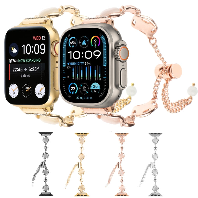Shell Metal Chain Bracelet Watch Band, For Apple Watch SE 2023 44mm, For Apple Watch SE 2023 40mm, For Apple Watch Ultra 2 49mm, For Apple Watch Series 9 45mm, For Apple Watch Series 9 41mm, For Apple Watch Ultra 49mm, For Apple Watch Series 8 41mm    ...