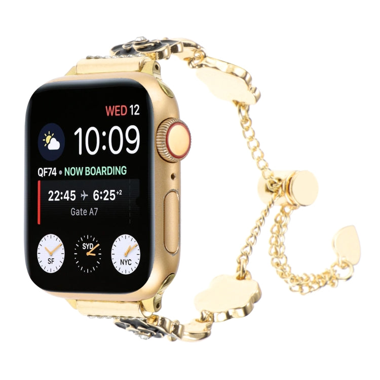Camellia Metal Chain Bracelet Watch Band, For Apple Watch SE 2023 44mm, For Apple Watch SE 2023 40mm, For Apple Watch Ultra 2 49mm, For Apple Watch Series 9 45mm, For Apple Watch Series 9 41mm, For Apple Watch Ultra 49mm, For Apple Watch Series 8 41mm ...