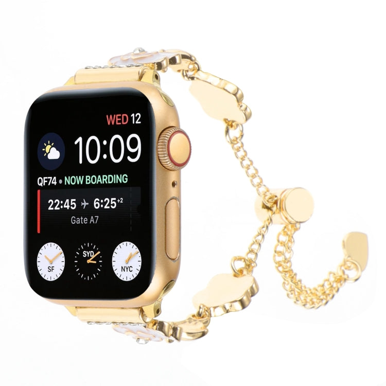 Camellia Metal Chain Bracelet Watch Band, For Apple Watch SE 2023 44mm, For Apple Watch SE 2023 40mm, For Apple Watch Ultra 2 49mm, For Apple Watch Series 9 45mm, For Apple Watch Series 9 41mm, For Apple Watch Ultra 49mm, For Apple Watch Series 8 41mm ...