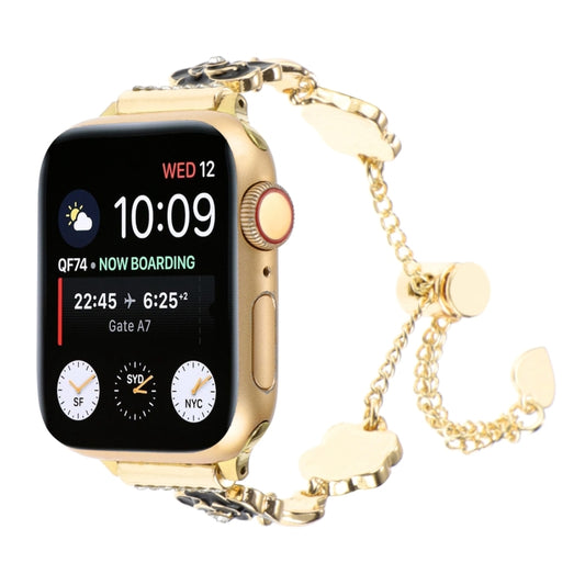 Camellia Metal Chain Bracelet Watch Band, For Apple Watch SE 40mm, For Apple Watch SE 44mm, For Apple Watch Series 6 40mm, For Apple Watch Series 6 44mm, For Apple Watch Series 5 44mm, For Apple Watch Series 5 40mm, For Apple Watch Series 4 44mm       ...