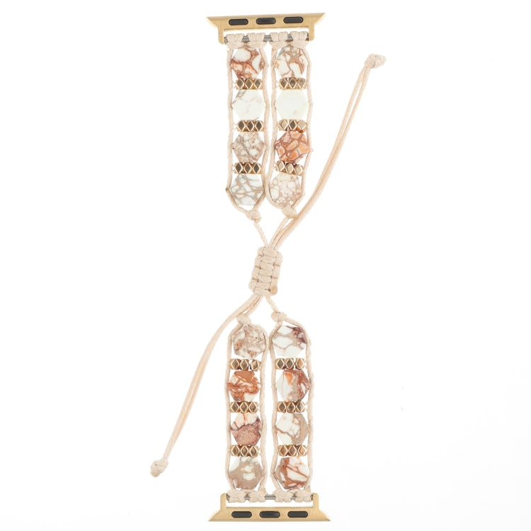 Hexagonal Stones Drawstring Chain Watch Band, For Apple Watch SE 2023 44mm, For Apple Watch SE 2023 40mm, For Apple Watch Ultra 2 49mm, For Apple Watch Series 9 45mm, For Apple Watch Series 9 41mm, For Apple Watch Ultra 49mm, For Apple Watch Series 8 4...