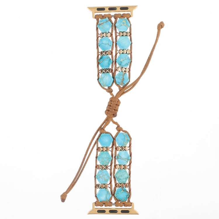Hexagonal Stones Drawstring Chain Watch Band, For Apple Watch SE 2023 44mm, For Apple Watch SE 2023 40mm, For Apple Watch Ultra 2 49mm, For Apple Watch Series 9 45mm, For Apple Watch Series 9 41mm, For Apple Watch Ultra 49mm, For Apple Watch Series 8 4...
