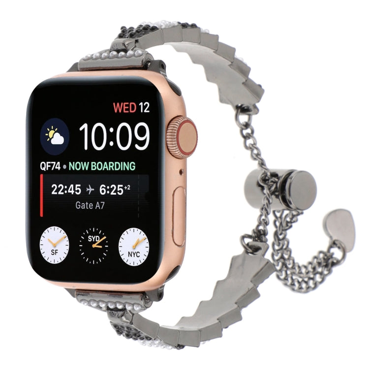 Shell Beads Chain Bracelet Metal Watch Band, For Apple Watch SE 2023 44mm, For Apple Watch SE 2023 40mm, For Apple Watch Ultra 2 49mm, For Apple Watch Series 9 45mm, For Apple Watch Series 9 41mm, For Apple Watch Ultra 49mm, For Apple Watch Series 8 41...