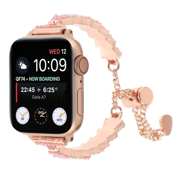 Shell Beads Chain Bracelet Metal Watch Band, For Apple Watch SE 2023 44mm, For Apple Watch SE 2023 40mm, For Apple Watch Ultra 2 49mm, For Apple Watch Series 9 45mm, For Apple Watch Series 9 41mm, For Apple Watch Ultra 49mm, For Apple Watch Series 8 41...