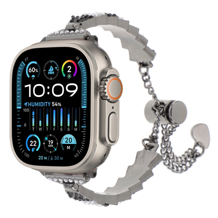 Shell Beads Chain Bracelet Metal Watch Band, For Apple Watch SE 2023 44mm, For Apple Watch SE 2023 40mm, For Apple Watch Ultra 2 49mm, For Apple Watch Series 9 45mm, For Apple Watch Series 9 41mm, For Apple Watch Ultra 49mm, For Apple Watch Series 8 41...