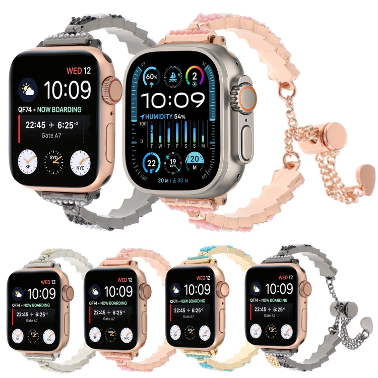 Shell Beads Chain Bracelet Metal Watch Band, For Apple Watch SE 40mm, For Apple Watch SE 44mm, For Apple Watch Series 6 40mm, For Apple Watch Series 6 44mm, For Apple Watch Series 5 44mm, For Apple Watch Series 5 40mm, For Apple Watch Series 4 44mm    ...