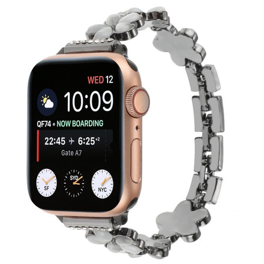 5-petaled Flower Zinc Alloy Chain Watch Band, For Apple Watch SE 2023 44mm, For Apple Watch SE 2023 40mm, For Apple Watch Ultra 2 49mm, For Apple Watch Series 9 45mm, For Apple Watch Series 9 41mm, For Apple Watch Ultra 49mm