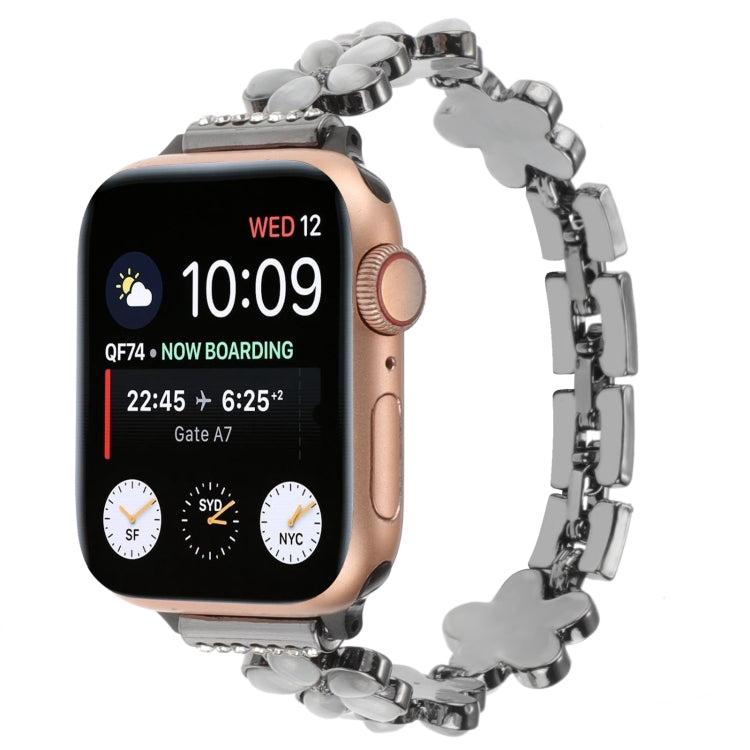 5-petaled Flower Zinc Alloy Chain Watch Band, For Apple Watch SE 2023 44mm, For Apple Watch SE 2023 40mm, For Apple Watch Ultra 2 49mm, For Apple Watch Series 9 45mm, For Apple Watch Series 9 41mm, For Apple Watch Ultra 49mm