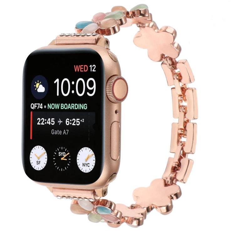 5-petaled Flower Zinc Alloy Chain Watch Band, For Apple Watch SE 2023 44mm, For Apple Watch SE 2023 40mm, For Apple Watch Ultra 2 49mm, For Apple Watch Series 9 45mm, For Apple Watch Series 9 41mm, For Apple Watch Ultra 49mm