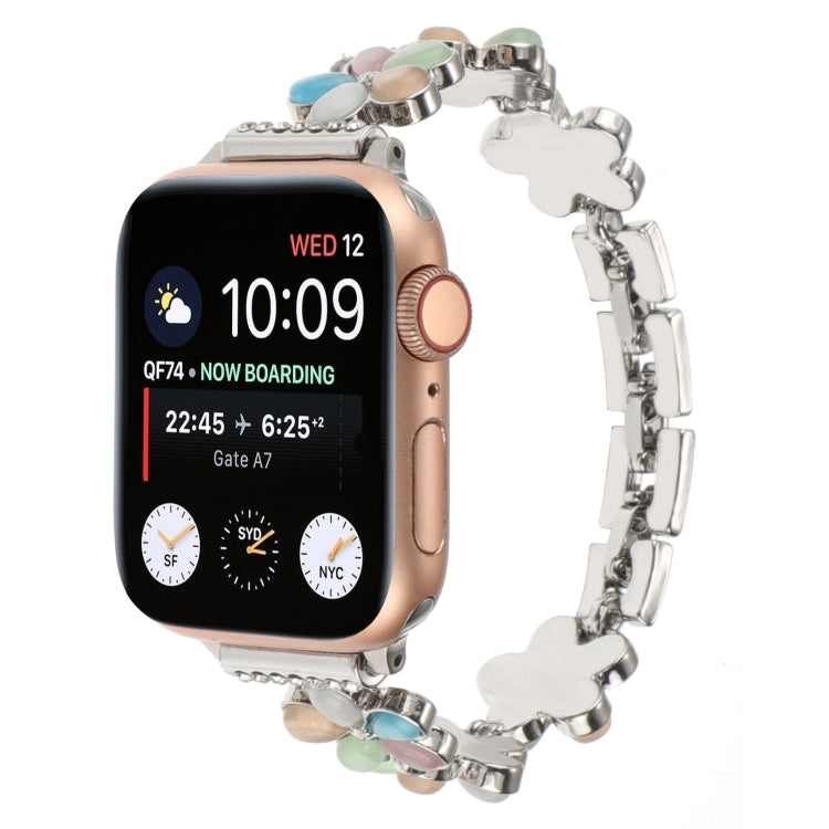 5-petaled Flower Zinc Alloy Chain Watch Band, For Apple Watch SE 40mm, For Apple Watch SE 44mm, For Apple Watch Series 6 40mm, For Apple Watch Series 6 44mm, For Apple Watch Series 5 44mm, For Apple Watch Series 5 40mm