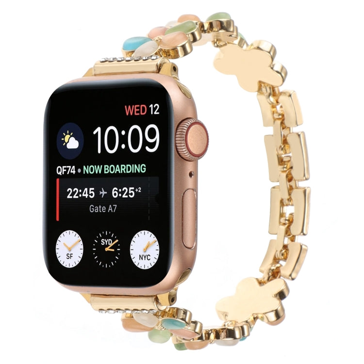 5-petaled Flower Zinc Alloy Chain Watch Band, For Apple Watch SE 40mm, For Apple Watch SE 44mm, For Apple Watch Series 6 40mm, For Apple Watch Series 6 44mm, For Apple Watch Series 5 44mm, For Apple Watch Series 5 40mm