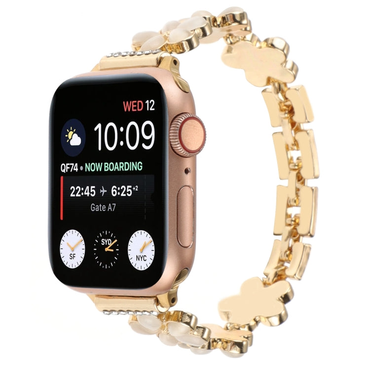5-petaled Flower Zinc Alloy Chain Watch Band, For Apple Watch Series 4 44mm, For Apple Watch Series 4 40mm, For Apple Watch Series 3 38mm, For Apple Watch Series 3 42mm, For Apple Watch Series 2 42mm, For Apple Watch Series 2 38mm
