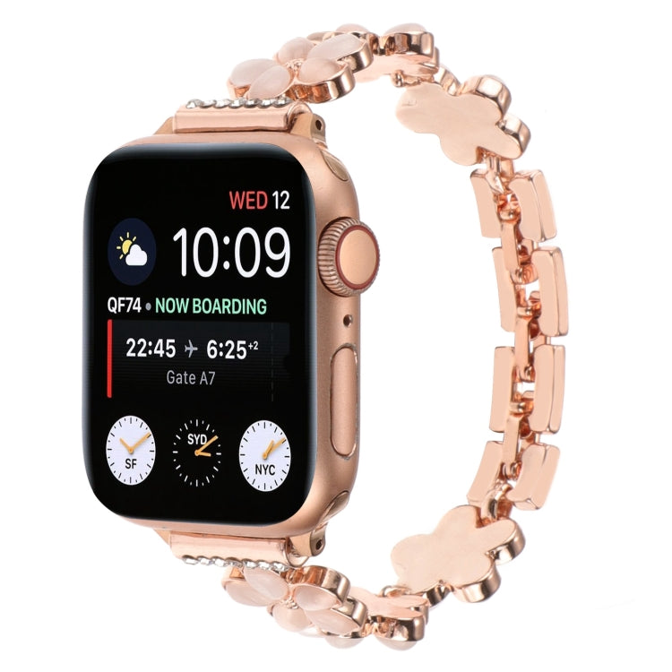 5-petaled Flower Zinc Alloy Chain Watch Band, For Apple Watch Series 4 44mm, For Apple Watch Series 4 40mm, For Apple Watch Series 3 38mm, For Apple Watch Series 3 42mm, For Apple Watch Series 2 42mm, For Apple Watch Series 2 38mm