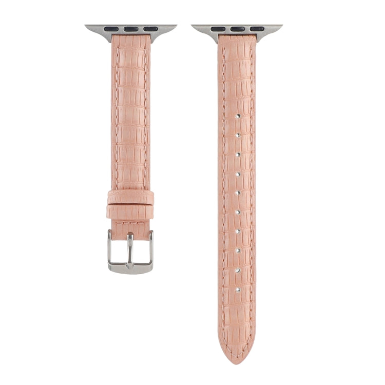 Slim Crocodile Leather Watch Band, For Apple Watch SE 2023 44mm, For Apple Watch SE 2023 40mm, For Apple Watch Ultra 2 49mm, For Apple Watch Series 9 45mm, For Apple Watch Series 9 41mm, For Apple Watch Ultra 49mm