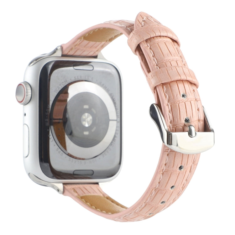 Slim Crocodile Leather Watch Band, For Apple Watch SE 2023 44mm, For Apple Watch SE 2023 40mm, For Apple Watch Ultra 2 49mm, For Apple Watch Series 9 45mm, For Apple Watch Series 9 41mm, For Apple Watch Ultra 49mm